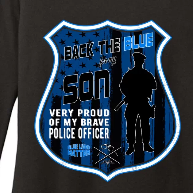 Support Police Officers Cop I Back The Blue For My Son Meaningful Gift Womens CVC Long Sleeve Shirt