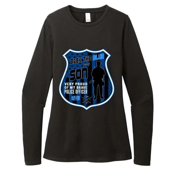 Support Police Officers Cop I Back The Blue For My Son Meaningful Gift Womens CVC Long Sleeve Shirt