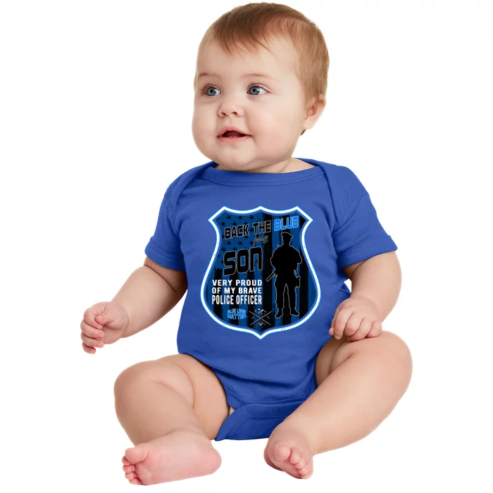 Support Police Officers Cop I Back The Blue For My Son Meaningful Gift Baby Bodysuit