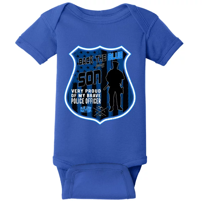 Support Police Officers Cop I Back The Blue For My Son Meaningful Gift Baby Bodysuit