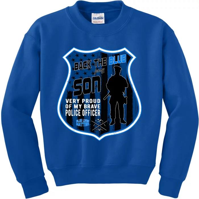 Support Police Officers Cop I Back The Blue For My Son Meaningful Gift Kids Sweatshirt