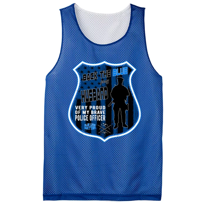 Support Police Officers Cop I Back The Blue For My Husband Gift Mesh Reversible Basketball Jersey Tank