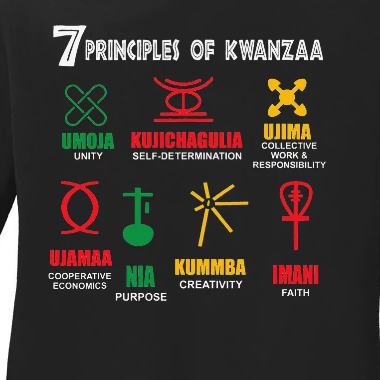 Seven Principles Of Kwanzaa African American Celebration Ladies Long Sleeve Shirt