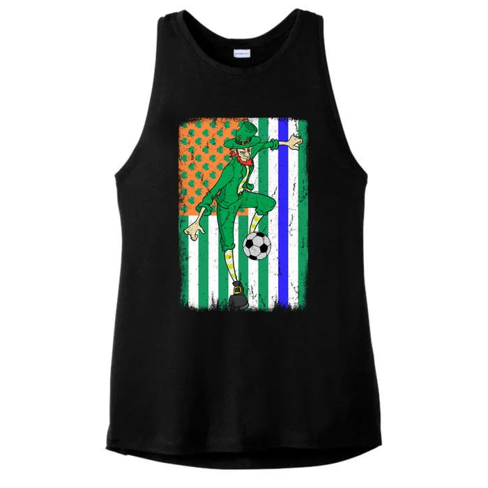 Soccer Police Officer Cop Irish Usa Flag St Patrick's Day Gift Ladies Tri-Blend Wicking Tank