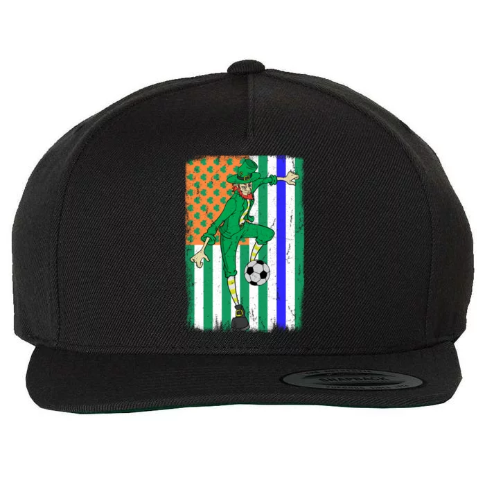 Soccer Police Officer Cop Irish Usa Flag St Patrick's Day Gift Wool Snapback Cap