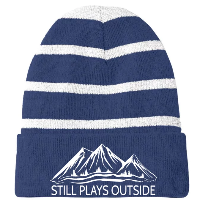 Still Plays Outside Hiking and Camping Striped Beanie with Solid Band