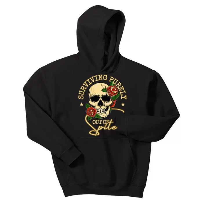 Surviving Purely Out Of Spite Humorous Funny Sarcastic Meme Kids Hoodie