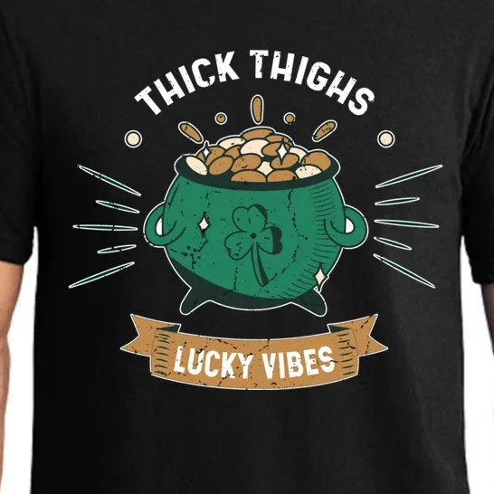 Shamrock Pot Of Gold Thick Thighs Lucky Vibes St Patricks Gift Pajama Set