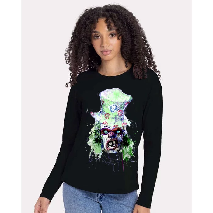 Spooky Clown Face Womens Cotton Relaxed Long Sleeve T-Shirt