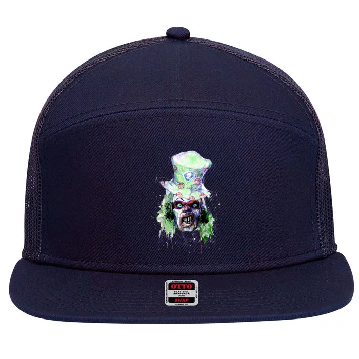 Spooky Clown Face 7 Panel Mesh Trucker Snapback Hat