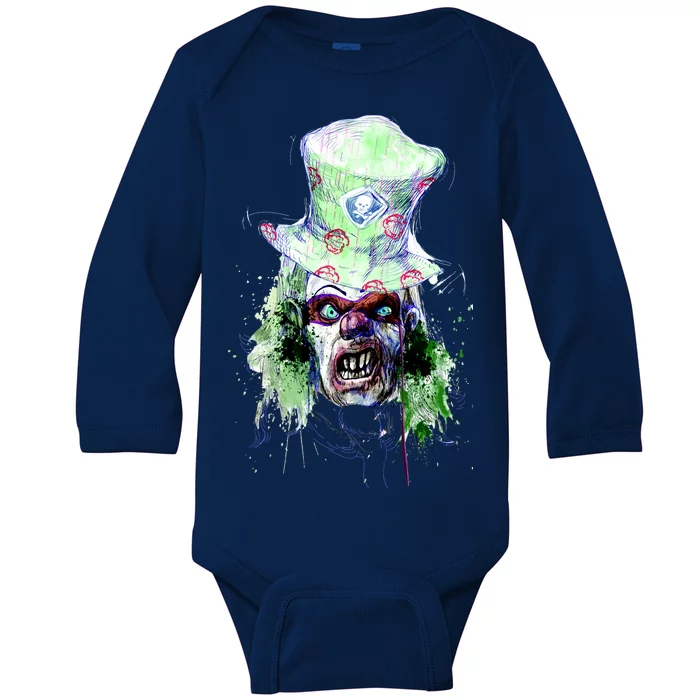 Spooky Clown Face Baby Long Sleeve Bodysuit