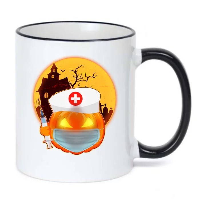 Spooky Halloween Nurse Pumpkin Black Color Changing Mug