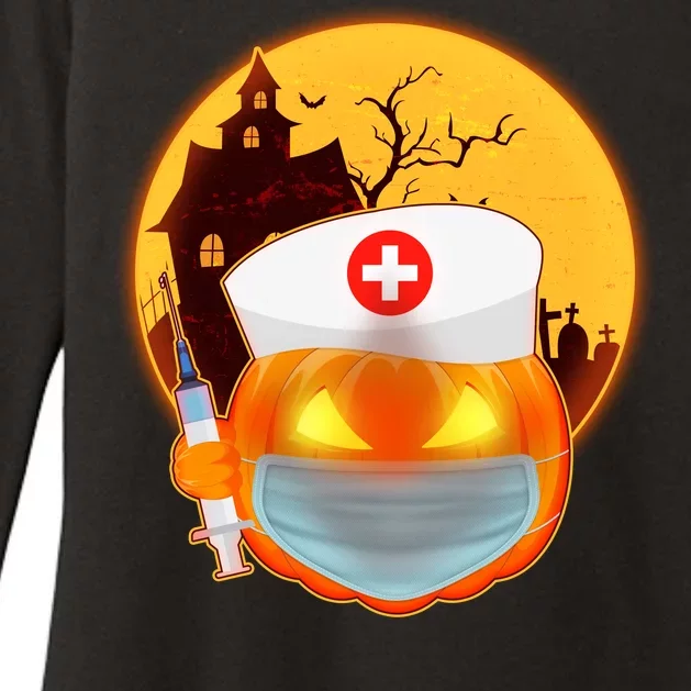 Spooky Halloween Nurse Pumpkin Womens CVC Long Sleeve Shirt