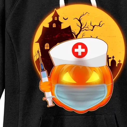 Spooky Halloween Nurse Pumpkin Women's Fleece Hoodie