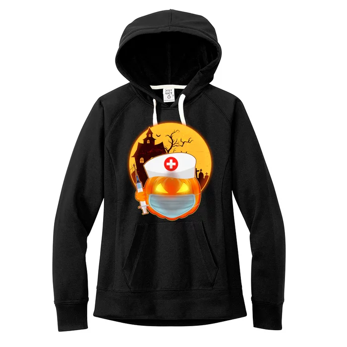 Spooky Halloween Nurse Pumpkin Women's Fleece Hoodie