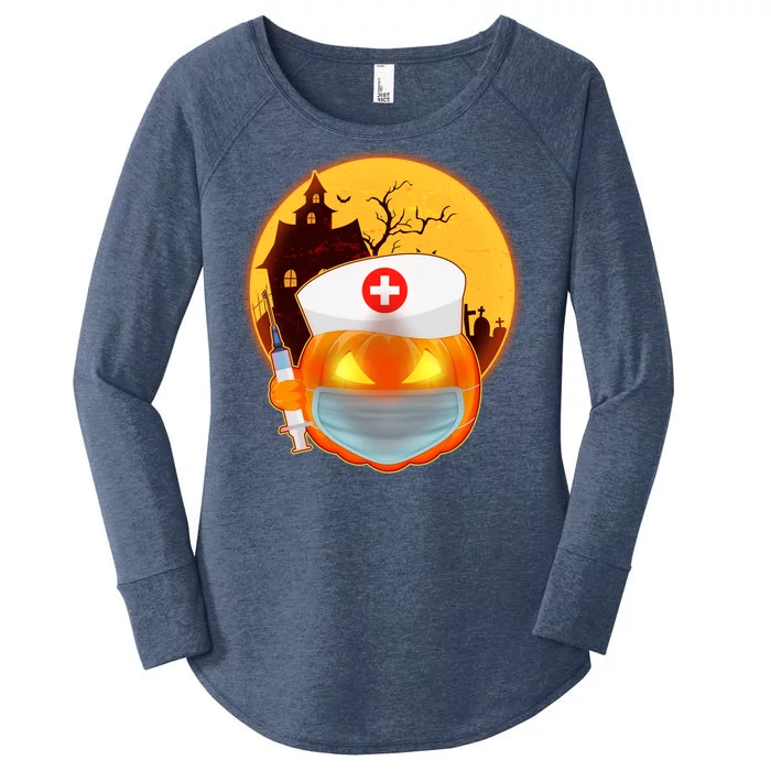 Spooky Halloween Nurse Pumpkin Women's Perfect Tri Tunic Long Sleeve Shirt