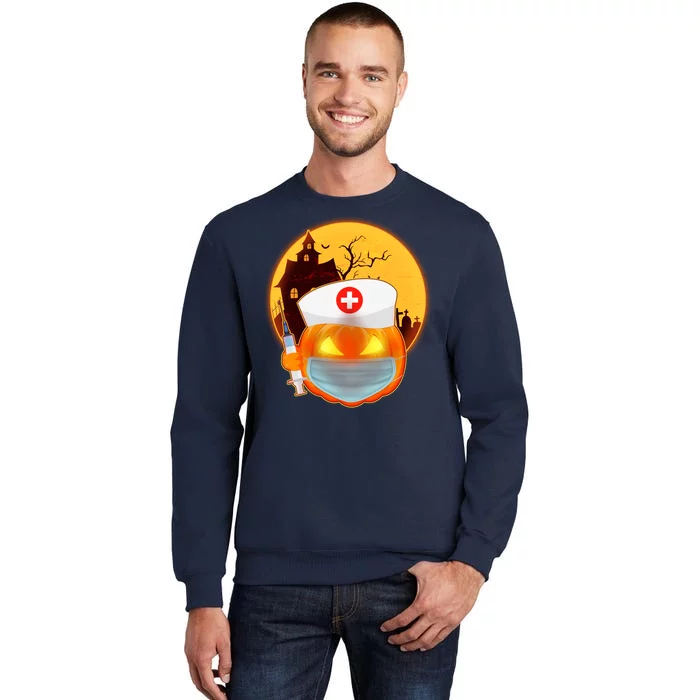 Spooky Halloween Nurse Pumpkin Tall Sweatshirt