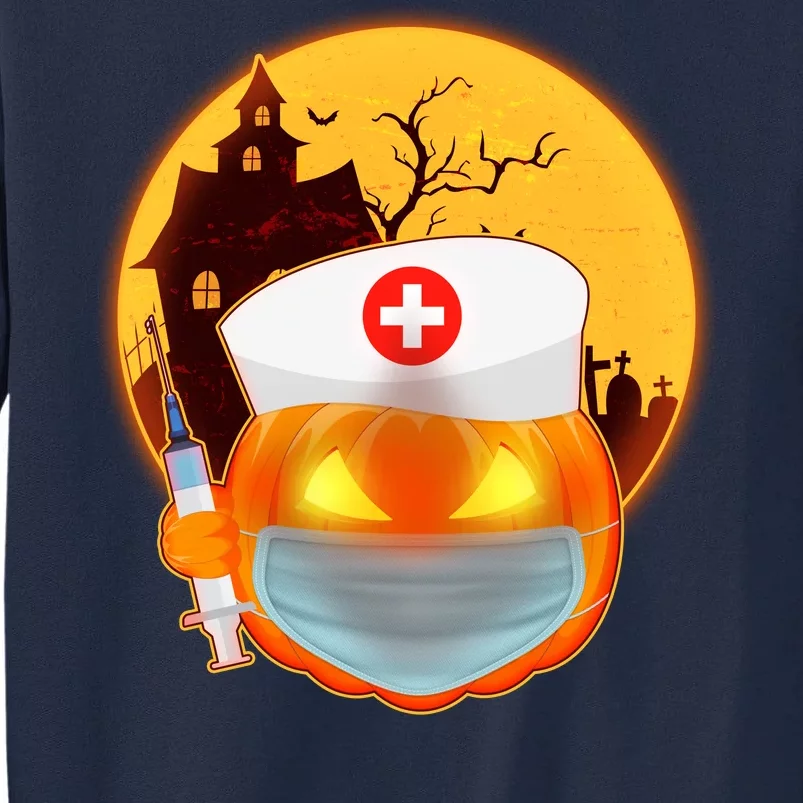 Spooky Halloween Nurse Pumpkin Tall Sweatshirt