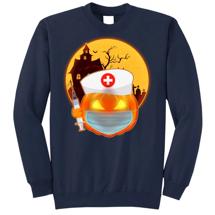 Spooky Halloween Nurse Pumpkin Tall Sweatshirt