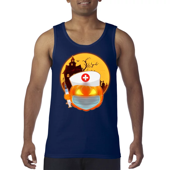 Spooky Halloween Nurse Pumpkin Tank Top