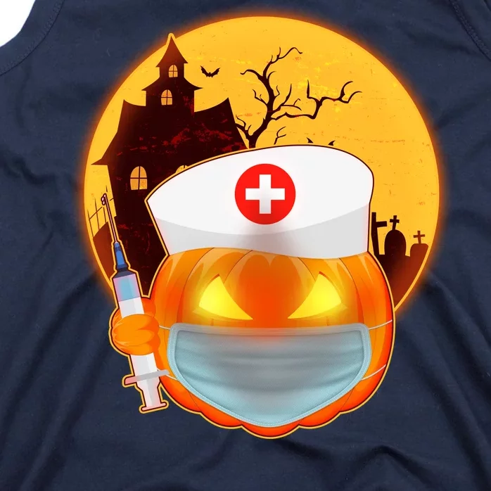 Spooky Halloween Nurse Pumpkin Tank Top