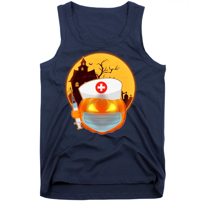 Spooky Halloween Nurse Pumpkin Tank Top