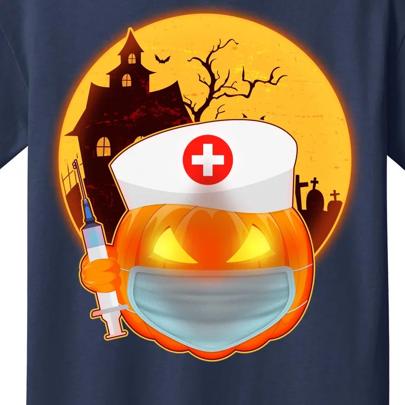 Spooky Halloween Nurse Pumpkin Kids T-Shirt