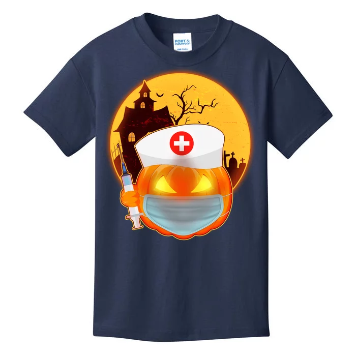 Spooky Halloween Nurse Pumpkin Kids T-Shirt