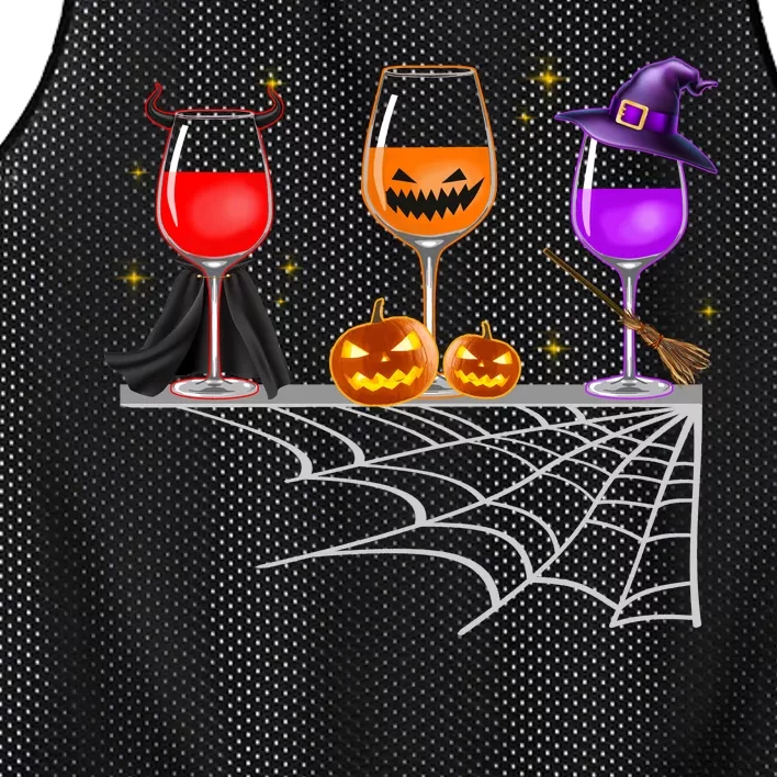 Spooky Wine Glasses Mesh Reversible Basketball Jersey Tank