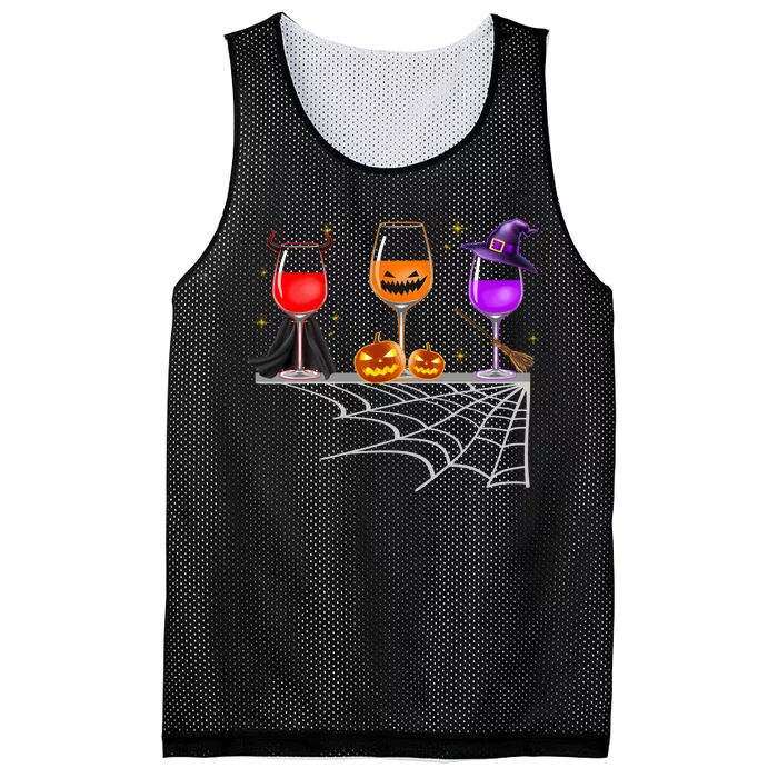 Spooky Wine Glasses Mesh Reversible Basketball Jersey Tank