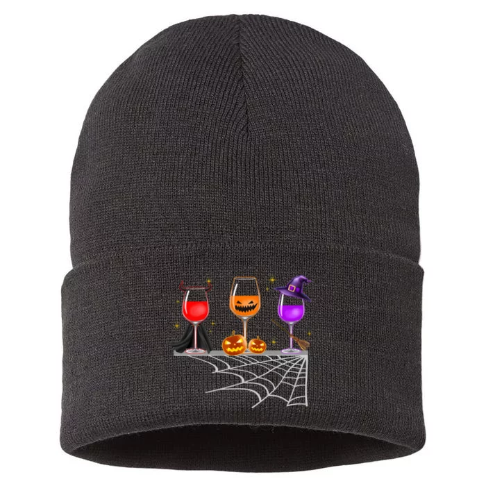 Spooky Wine Glasses Sustainable Knit Beanie