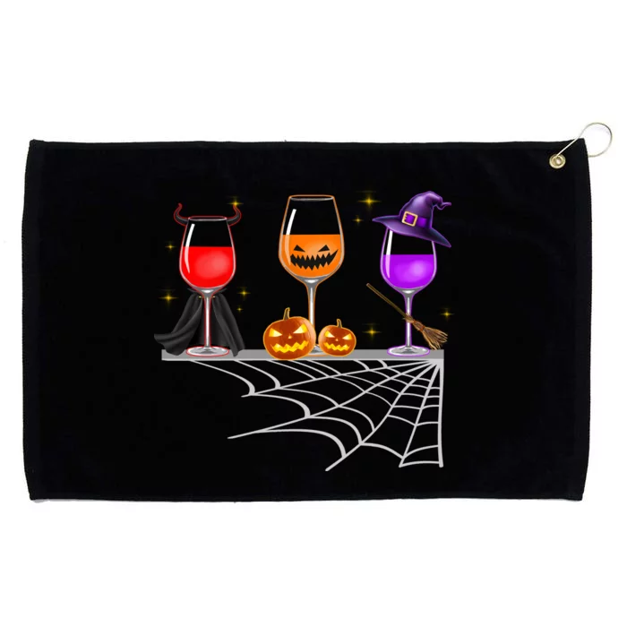 Spooky Wine Glasses Grommeted Golf Towel