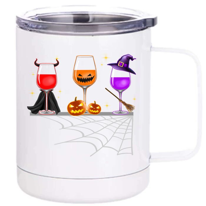 Spooky Wine Glasses Front & Back 12oz Stainless Steel Tumbler Cup