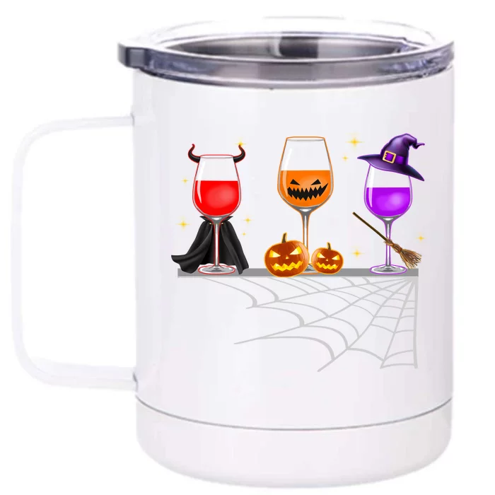 Spooky Wine Glasses Front & Back 12oz Stainless Steel Tumbler Cup