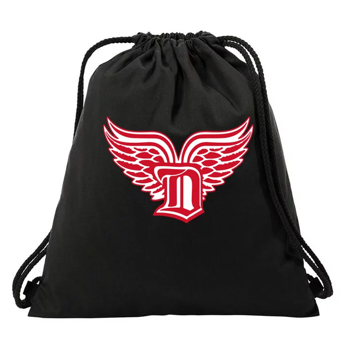 Sporty Detroit Fan Old English D With Wings Drawstring Bag