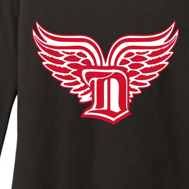 Sporty Detroit Fan Old English D With Wings Womens CVC Long Sleeve Shirt