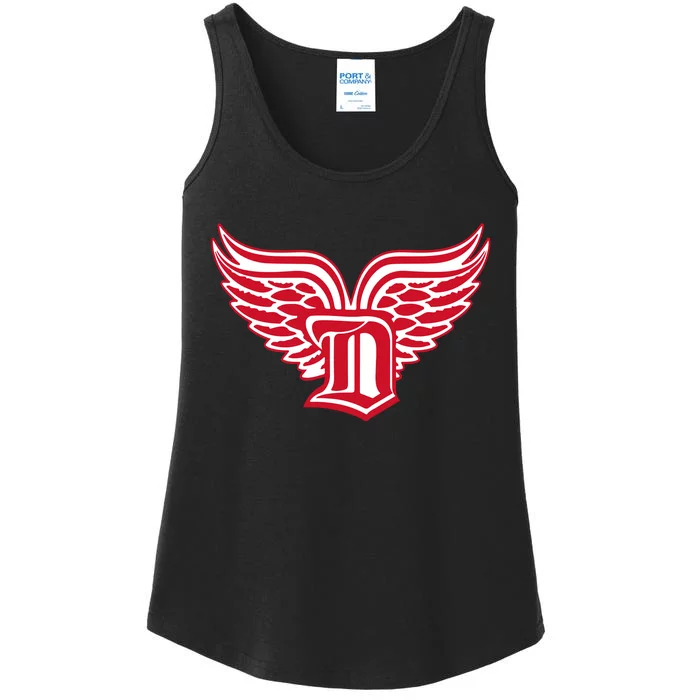 Sporty Detroit Fan Old English D With Wings Ladies Essential Tank