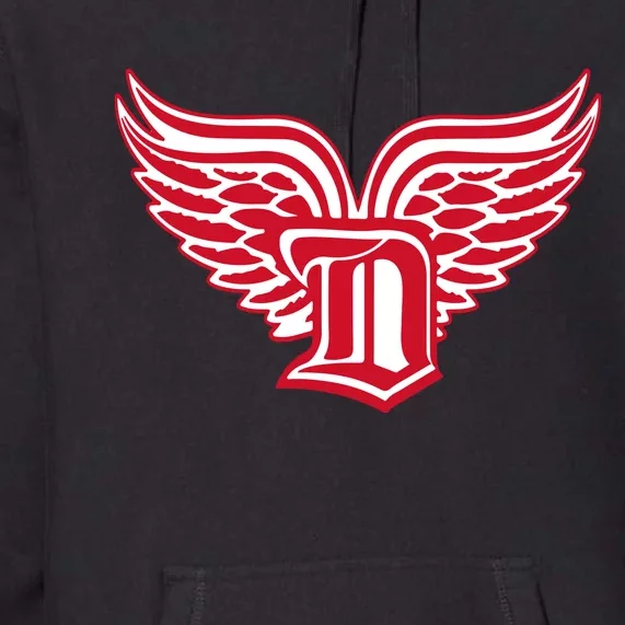 Sporty Detroit Fan Old English D With Wings Premium Hoodie