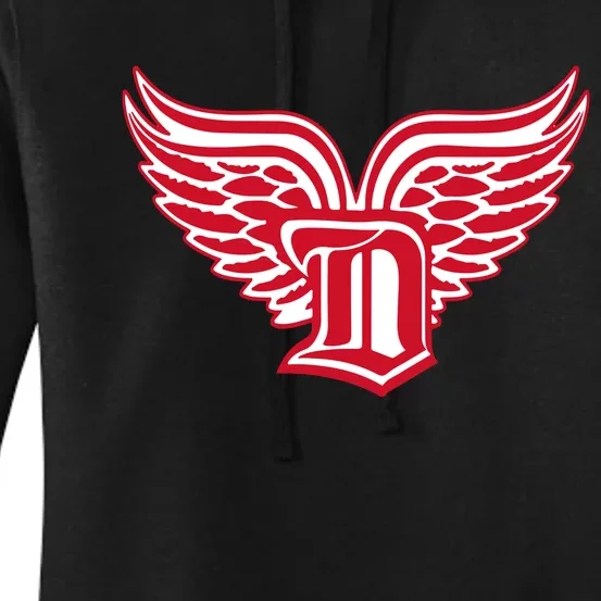 Sporty Detroit Fan Old English D With Wings Women's Pullover Hoodie