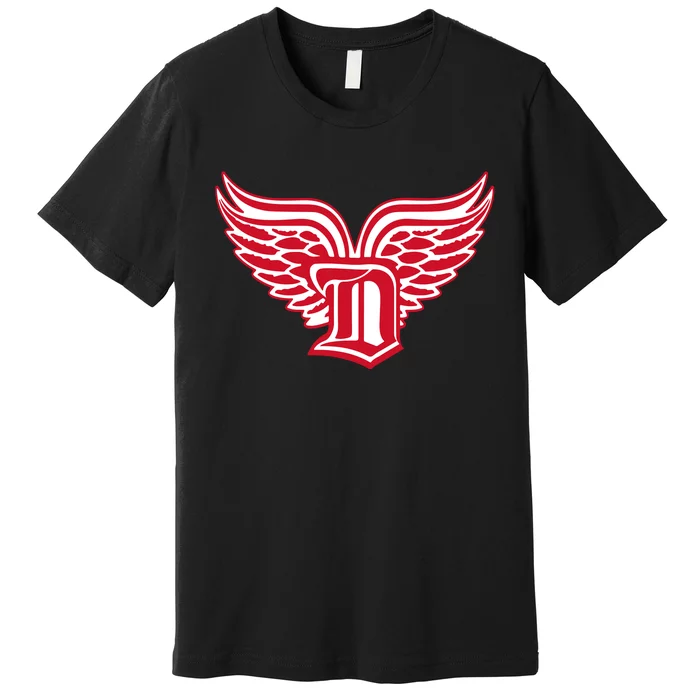 Sporty Detroit Fan Old English D With Wings Premium T-Shirt