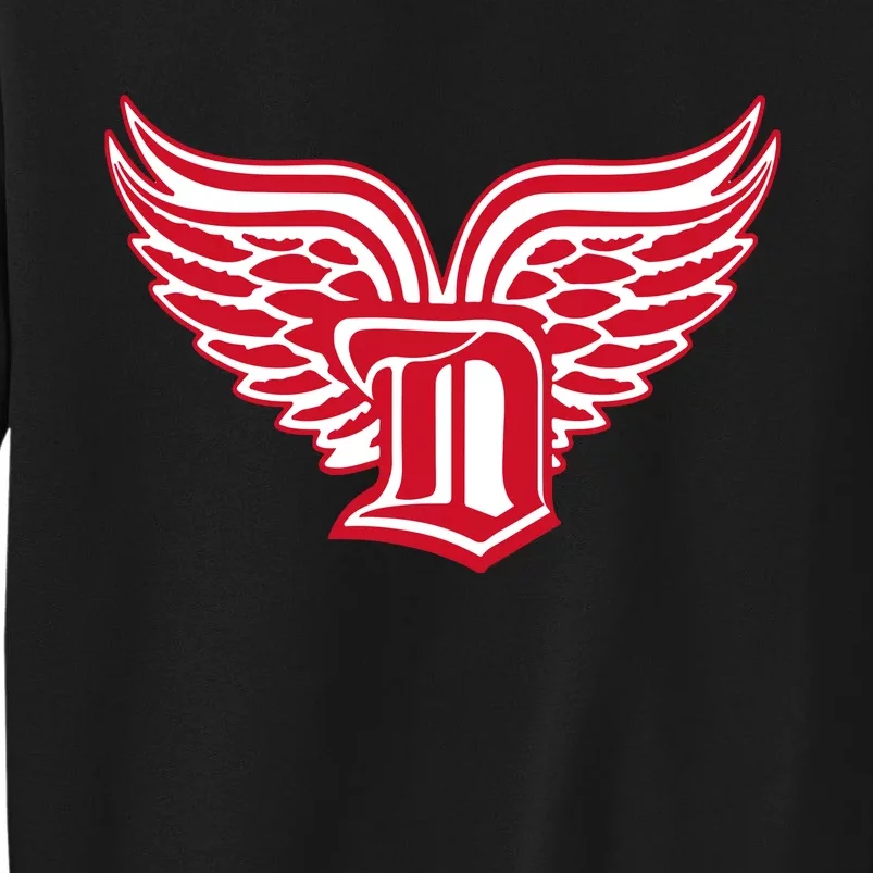 Sporty Detroit Fan Old English D With Wings Tall Sweatshirt