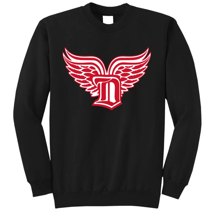 Sporty Detroit Fan Old English D With Wings Tall Sweatshirt