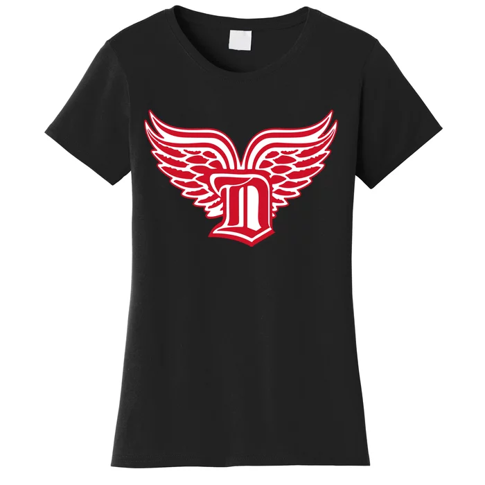 Sporty Detroit Fan Old English D With Wings Women's T-Shirt