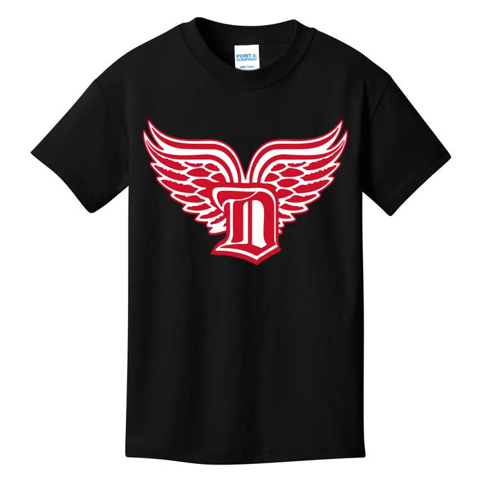 Sporty Detroit Fan Old English D With Wings Kids T-Shirt