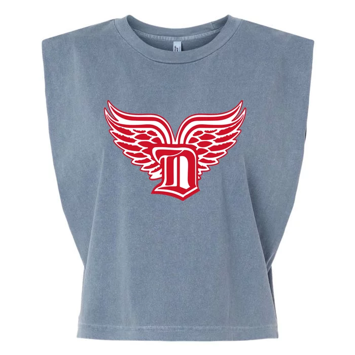 Sporty Detroit Fan Old English D With Wings Garment-Dyed Women's Muscle Tee