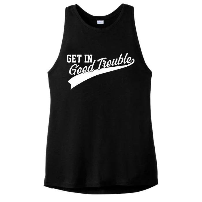 Sporty Get In Good Trouble John Lewis Tribute Ladies Tri-Blend Wicking Tank