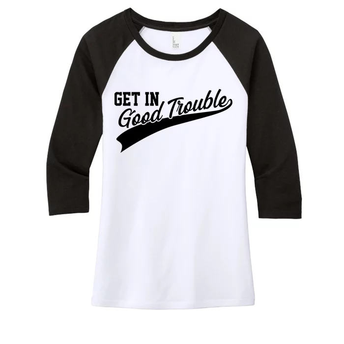 Sporty Get In Good Trouble John Lewis Tribute Women's Tri-Blend 3/4-Sleeve Raglan Shirt