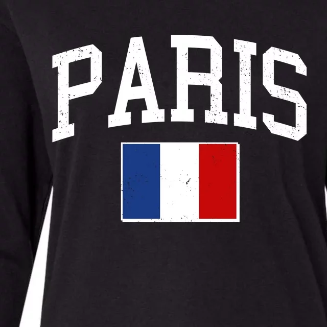 Sporty Paris France Flag Logo Sports Fan Womens Cotton Relaxed Long Sleeve T-Shirt