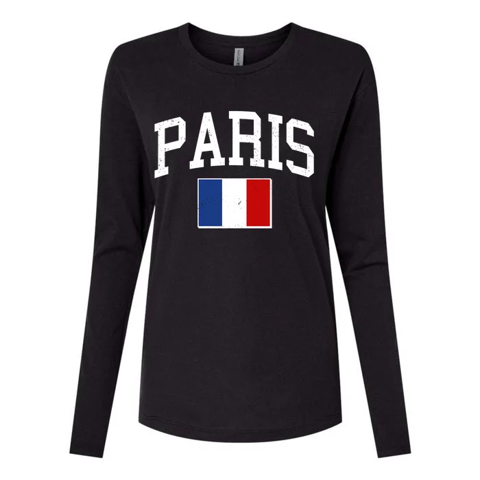 Sporty Paris France Flag Logo Sports Fan Womens Cotton Relaxed Long Sleeve T-Shirt