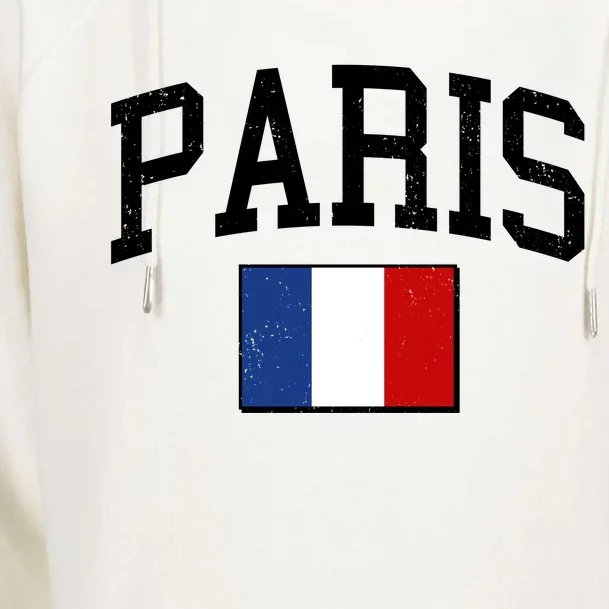 Sporty Paris France Flag Logo Sports Fan Womens Funnel Neck Pullover Hood